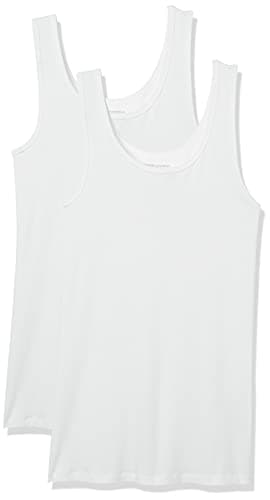 Amazon Essentials Women's Slim-Fit Tank Top, Pack of 2, White, Medium