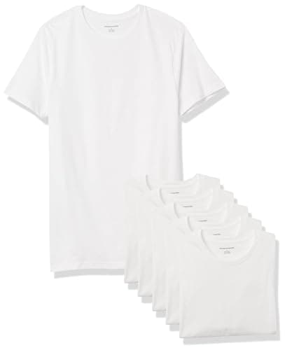 Amazon Essentials Men's Crew Neck T-Shirts, Pack of 6, Versatile Basics, X-Large, White