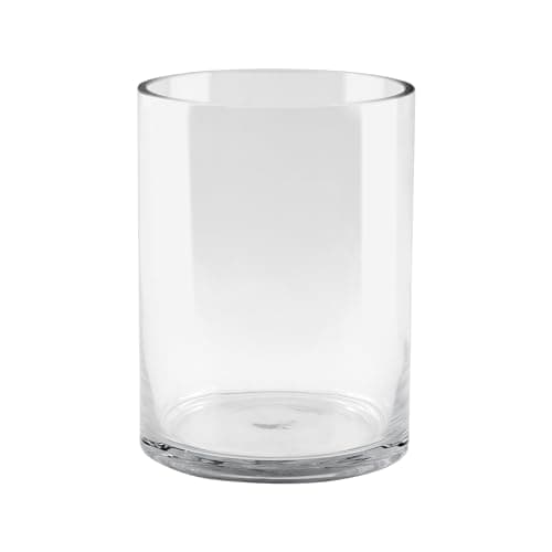 6" Wide 8" High Large Hand Blown Sturdy Clear Cylinder Glass Vase, Centerpiece Flower Vase for Rose, Tulip, Boquets, Hurricane Candle Holder (1, 6"x8")