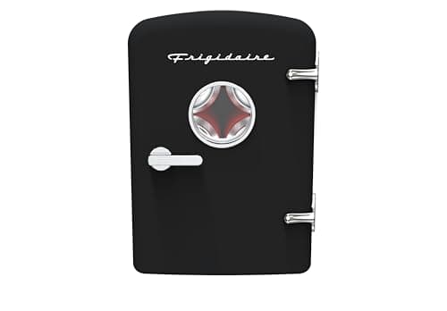 Frigidaire Retro 9-Can Mini Personal Fridge Portable Cooler for Car, Office, Bedroom, Dorm Room, or Cabin, 11.8" D x 7.1" W x 10.1" H, BLACK