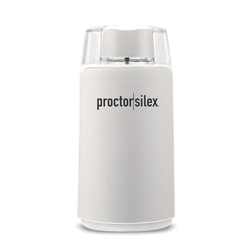 Proctor Silex Electric Coffee Grinder for Beans, Spices and More, Stainless Steel Blades, 12 Cups, White