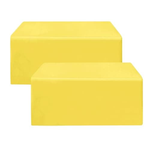 HolidayIdeas 2 Pack Fitted Yellow Tableclothes - 48 x 24 Inch - Rectangle Tablecloths for 4 Foot Tables, Polyester Fabric Table Covers for Parties, Baby Shower, Wedding, Trade Show