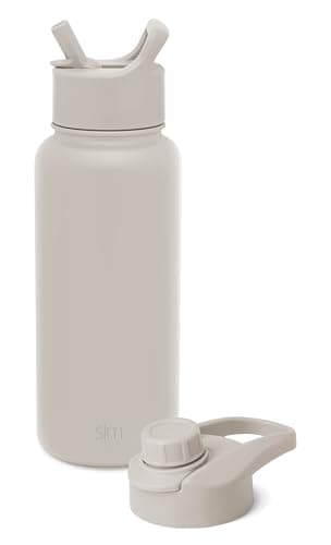 Simple Modern Water Bottle with Straw and Chug Lid Vacuum Insulated Stainless Steel Metal Thermos Bottles | Reusable Leak Proof BPA-Free Flask for Sports | Summit Collection | 32oz, Almond Birch