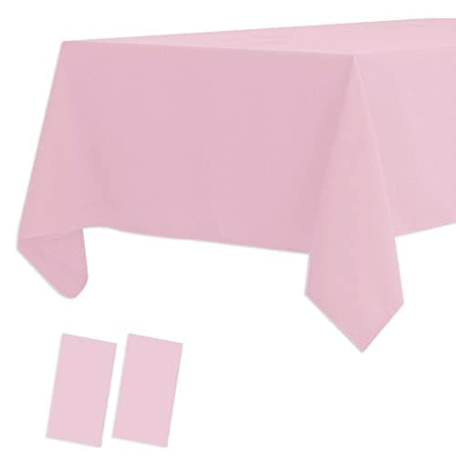 2 Pack Pink Plastic Table Covers - Oil-proof, Waterproof, Light Weight - 54 x 108 In - Perfect for BBQ, Picnic, Birthday, Wedding Parties