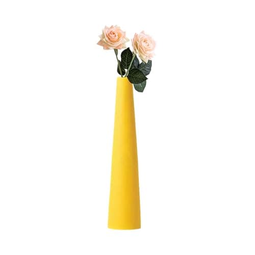 Small Ceramic Bud Vase Tall Conic Flower Single Stem Vase Vase Home Decorative Floral Centerpiece for Wedding and Office (Yellow)