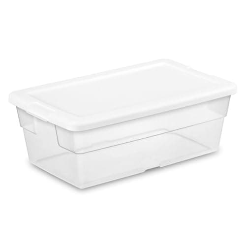 Sterilite 12-Pack Storage Box, Stackable Clear Plastic Bins with Snap-On Lids, 6 Quart