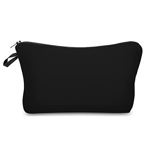 Deanfun Makeup Case Small, Cosmetic Zipper Bag Waterproof for Purse Mini, Women Cute Traveling Accessories Pouch for Ladies Thanksgiving Christmas Gifts(Solid Black D2-51705) 8.65" x 5.35" x 0.78"