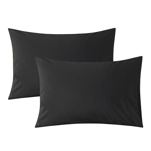 WhatsBedding Queen Size Pillowcases Set of 2, 20x30 Cotton Pillow Case with Envelope Closure, Soft & Breathable Pillow Covers for Bed, Black