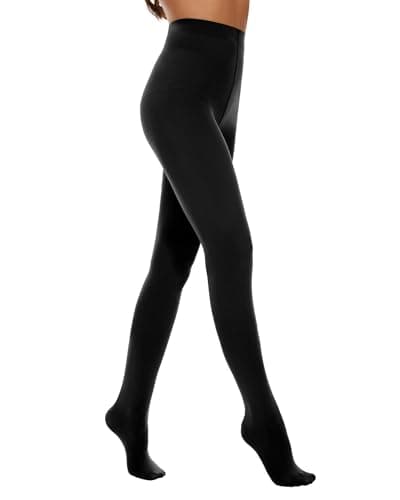Citystl Opaque Black Tights for Women, 80D Solid Color Soft Tights, Control Top Microfiber Pantyhose for women(Black-L/XL)