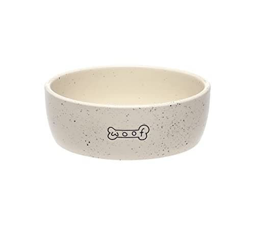 Pearhead Woof Ceramic Dog Bowl, Gifts for Pet Owners, Holds 3 Cups, Dog Gift, Medium Water and Food Dish, Microwave and Dishwasher Safe