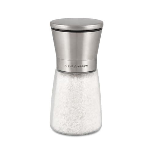 Cole & Mason Sunderland 5.5" Salt Mill Set for Sea Salt - Aesthetic Salt Mills - Kitchen & Home Essentials - Refillable Salt Mill Grinder - Acrylic Spice Mills