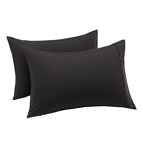 Amazon Basics Standard Pillow Cases Set of 2 - Lightweight, Super Soft Easy Care Microfiber, Black, 30" L x 20" W, Pillows Not Included