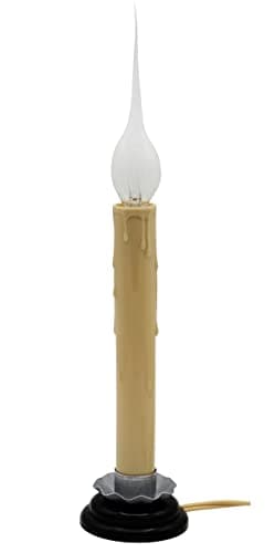 Creative Hobbies 7 Inch Electric Rustic Country Candle Lamp with On/Off Switch, 5 Foot Ivory Cord, Metal Base and 5W Silicone Bulb Included