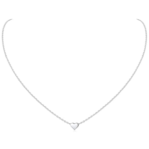 ChicSilver Silver Necklace for Women Tiny Small Heart Necklace for Women Endlessness Love Dainty Necklace - 16"