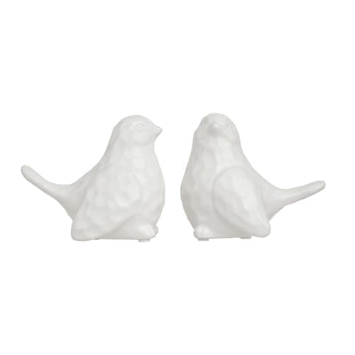 Roccadecor 2pcs Bird Decor, Decorative White Ceramic Birds Figurines Tabletop Home Decor