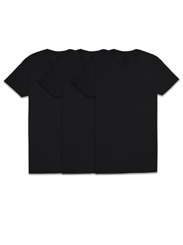 Fruit of The Loom Men's Undershirts, Moisture Wicking & Tag Free, Short Sleeve Crew T-Shirts, Black - 3 Pack, XX-Large