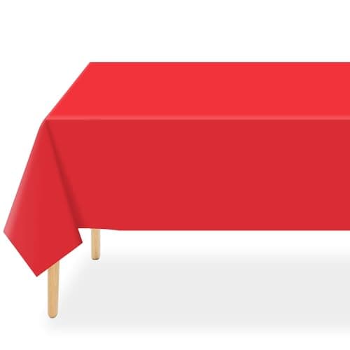 QIKSION Plastic Table Cloth Disposable 2 Pack, 54 x 108 Inch Tablecloths for Rectangle Tables, Red Plastic Table Cover