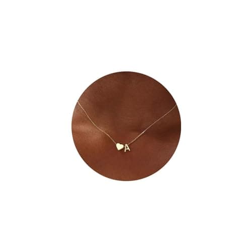 Turandoss Valentines Day Gifts for Her - 18K Real Gold Plated Heart Initial A Necklace Dainty Heart Necklaces Tiny Gold Initial Necklaces Birthday Valentines Day Gifts for Women Jewelry