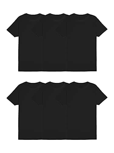 Fruit Of The Loom Mens Classic T-Shirt, Regular - 6 Pack - Black, X-Large US