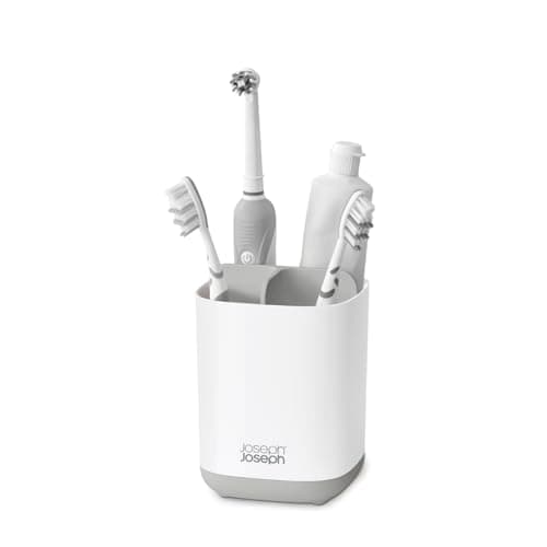 Joseph Joseph Easy-Store - Compact Toothbrush Holder Caddy Bathroom Storage , Grey/White, Regular