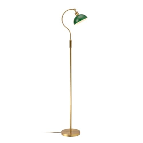 O’Bright Heritage - Banker’s Floor Lamp, 3-Level Touch Dimming, Adjustable Tilt Shade, Removable Lampshade Design, E26 Socket with 6W Dimmable LED Bulb, Green Glass Shade, Antique Brass