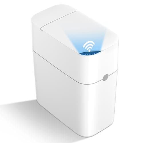 MUEE Automatic Motion Sensor Bathroom Trash Can with Lid, 3 Gallon Smart Garbage Can, Touchless Trash Can Slim Small Trash Bin Waterproof Waste Basket for Toilet Bedroom Office Kitchen Living Room RV