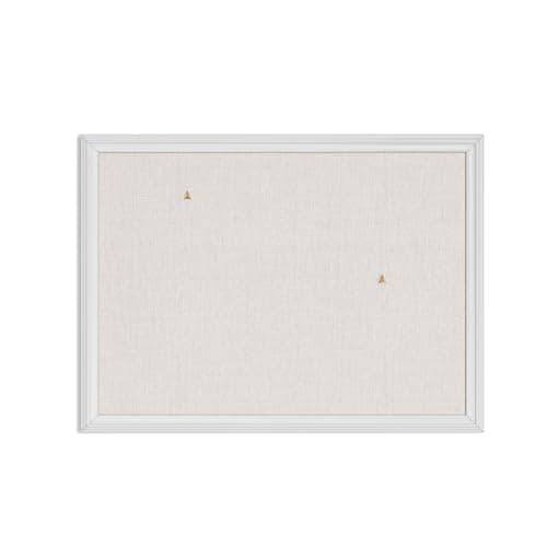 U Brands Farmhouse Linen Bulletin Board, 23"x17", White Wood Style Frame, Industrial Grade Pinning Surface