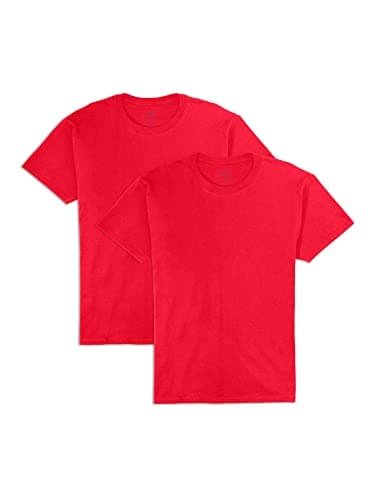 Fruit of the Loom Men's Eversoft Cotton T-Shirts (S-4XL), Crew-2 Pack-True Red, Medium