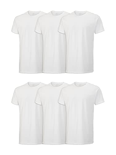 Fruit of the Loom Men's Eversoft Cotton Stay Tucked Crew T-Shirt, Regular-6 Pack White, 3X_l