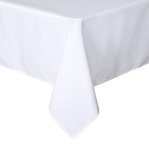 sancua Rectangle Tablecloth - 60 x 84 Inch - Stain and Wrinkle Resistant Washable Polyester Table Cloth, Decorative Fabric Table Cover for Dining Tables, Buffet Parties and Camping, White