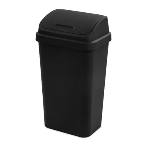 Sterilite 4-Pack Kitchen Garbage Trash Can with Plastic Swing Top, 13 Gallon, Black