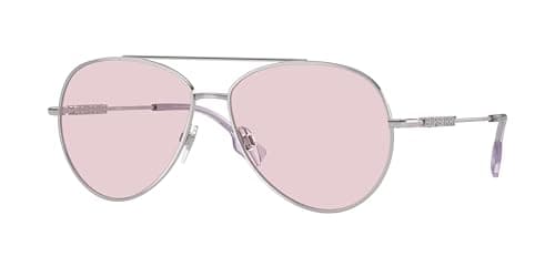 BURBERRY BE3147 1005P5 58MM Silver/Photo Pink Aviator Sunglasses for Women + BUNDLE With Designer iWear Complimentary Eyewear Kit