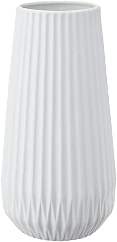 Bloomingville Tall White Ceramic Fluted Vase