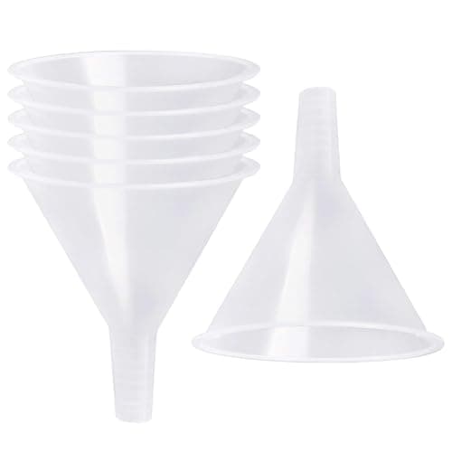 SBYURE 6 Pack Plastic Funnels, 4.6 Inch Multi-Purpose Clear Plastic Funnels with Long Reaching Spout for Science Lab Bottle Filling Liquid,Water Bottle,Easy and Smooth Transfer
