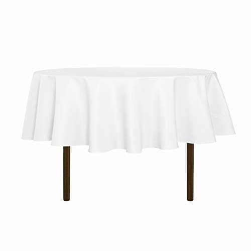 Best Round Tableclothes #9 from sancua sancua 60 Inch Round Tablecloth (Fits 20-48 Inch Tables), Water Resistant Spill Proof Washable Polyester Table Cloth Decorative Fabric Table Cover for Dining, Buffet Parties and Camping, White