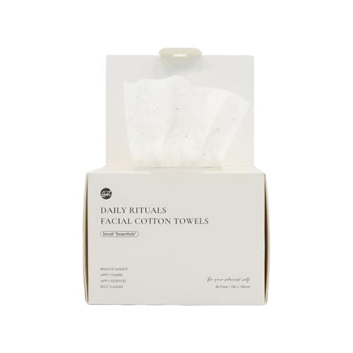 Best Cotton Rounds for Face #10 from glowiest glowiest Daily Ritauls Facial Cotton Towels - Small Essentials 80 Pads, Single-Use Lint-Free Face Cloths for Cleansing, Drying & Skincare Application, Soft, Breathable, Travel-Friendly (80 Sheets)