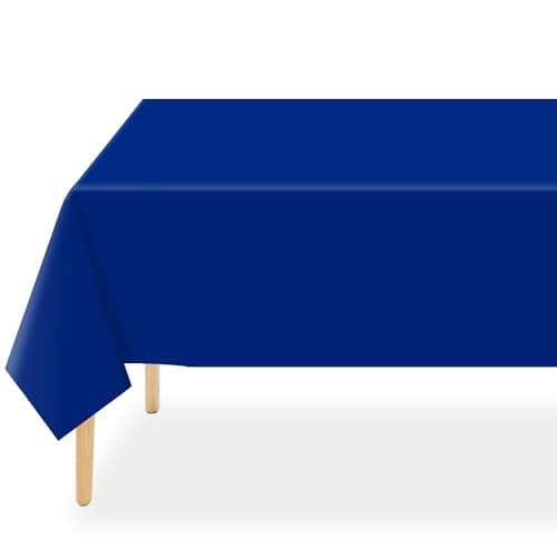 QIKSION Plastic Table Cloth Disposable 2 Pack, 54 x 108 Inch Tablecloths for Rectangle Tables, Royal Blue Plastic Table Cover