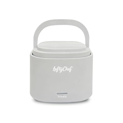 LoftyChef Portable 20-Ounce Electric Heated Lunch Box, 2.5-Cup Food Warmer for Travel & Office, Leak-Proof Silicone-Sealed Lid, Foldable Handle, Removable Power Cord, Ideal for Soup, Chili & Leftovers