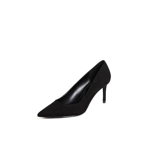 JustFab Women's Closed Toe Pointed Toe High Stiletto Heels Slip-on Pumps Backless Fashion Dress Shoes for Women Elsie (8.5, Black)