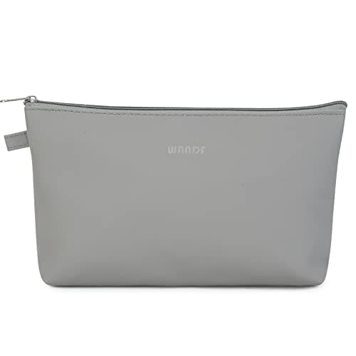 WANDF Cosmetic Bag for Women Makeup bag Organizer Small Mini Makeup Pouch for Purse Water Resistant Girls Gift (Grey)