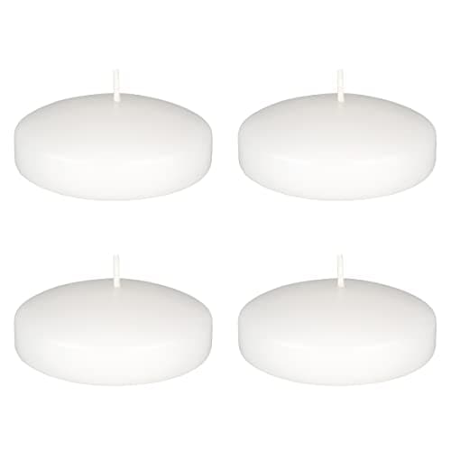 Mega Candles 4 pcs Unscented White Floating Candles, Hand Poured Wax Candle 3 Inch Diameter, Home Décor, Wedding Receptions, Centerpieces, Occasions, Events, Festivities, Meditations, Spas