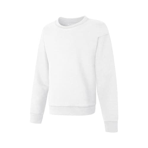 Hanes Girls Ecosmart Crewneck Sweatshirt, Soft Midweight Fleece Pullover For, White, Large US