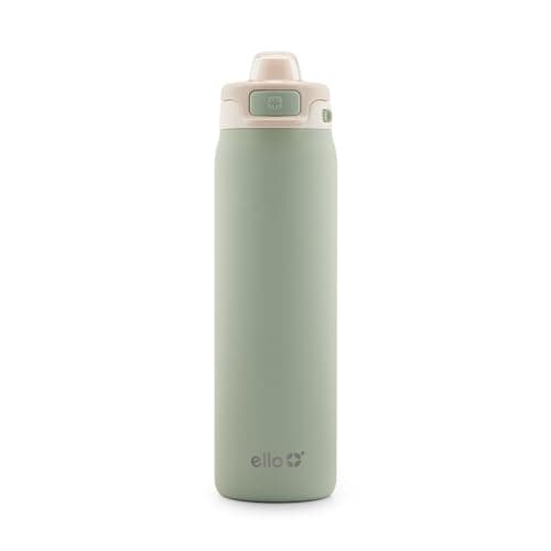 Ello Pop & Fill 22oz Stainless Steel Water Bottle with Quick Fill Technology, Double Walled and Vacuum Insulated Metal, Leak Proof Locking Lid, Sip and Chug, Reusable, BPA Free, Pistachio