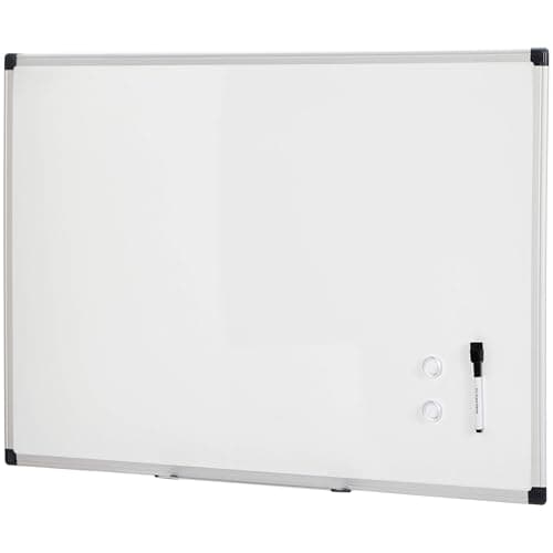 Amazon Basics Magnetic Dry Erase Whiteboard, 36"W x 24"H, Aluminum Frame, Silver/White