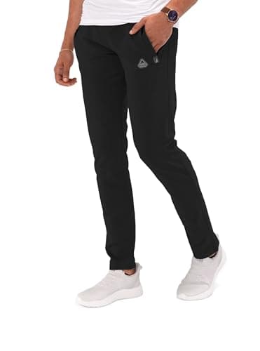 SCR Mens Sweatpants 36 Inch Inseam. Tall 32Wx36L Joggers for Men with Zipper Pockets and Drawstring Elastic Waist (Black)