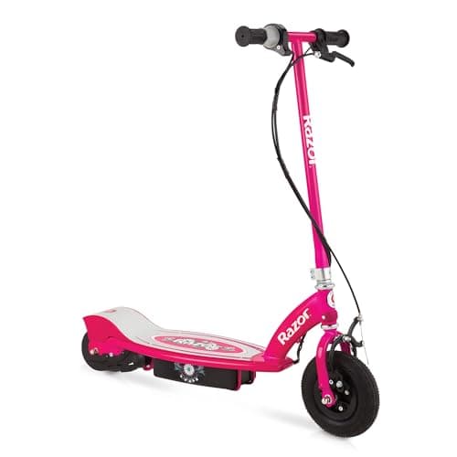 Razor Power Core E100 Electric Scooter with Hand Operated Front Brake and Adjustable Handlebar Height for Kids 8 Years or Older, Daisy Pink