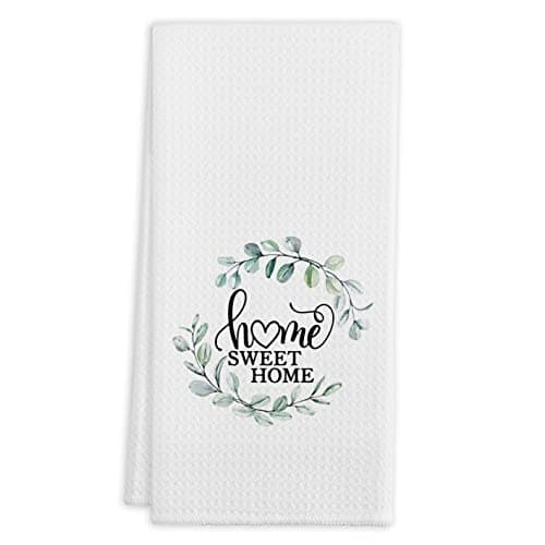 Home Sweet Home Wreath Kitchen Towels Tea Towels, 16 X 24 Inches Cotton Modern Dish Towels Dishcloths, Dish Cloth Flour Sack Hand Towel for Farmhouse Kitchen Decor,Housewarming Gifts,Mom Gifts,1pcs