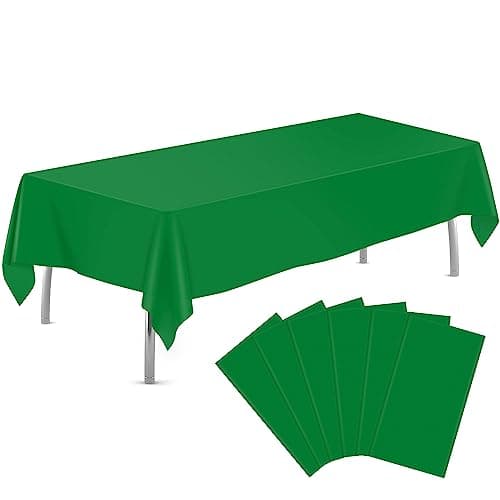 tujol Green 6 Pack Plastic Table Cloth 54" x 108", Disposable Tablecloths Rectangle Table Cover, Plastic Table Cloths for Parties