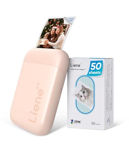 Liene Photo Printer, 2x3 Mini Instant Portable Color Mono Picture Printer w/ 50 Zink Adhesive Paper, Bluetooth 5.0, Compatible w/iOS & Android, Small Photo Maker for iPhone, Smartphones, Pink