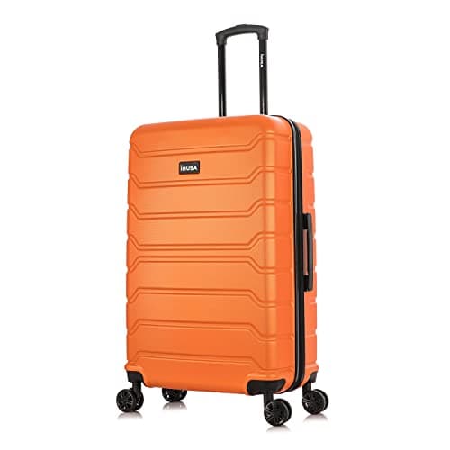 InUSA TREND Luggage with Spinner Wheels | Durable Lightweight Hardside Suitcase, Travel bag with Handle and Trolley, 28-Inch Large Checked luggage | Orange